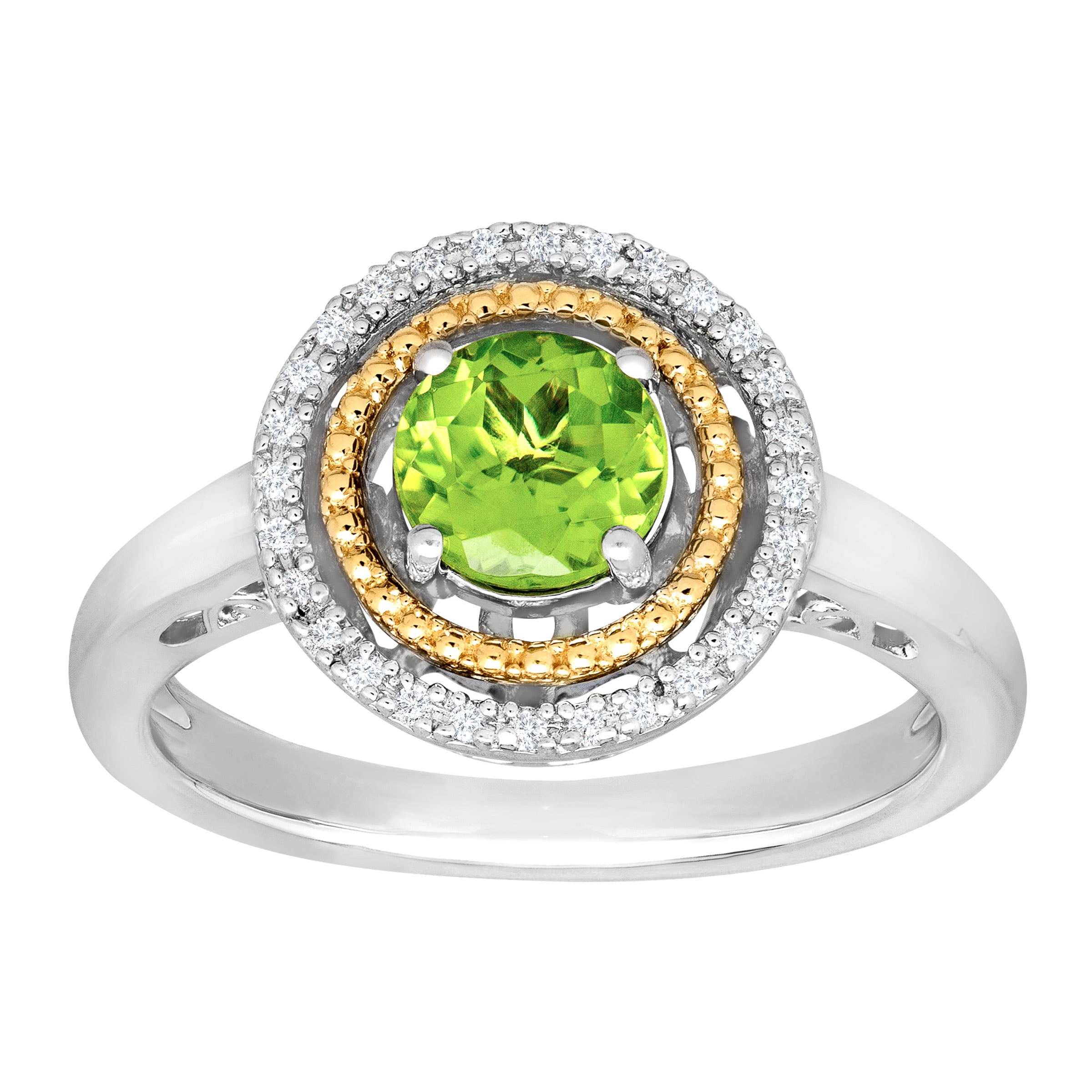 Duet 1 ct Natural Peridot Ring with Diamonds in Sterling Silver and 14kt Yellow Gold by Richline Group