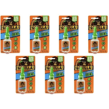 Gorilla Super Glue Gel, 15 Gram, Clear, (7 Pack)