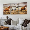 thumbnail image 2 of ONETECH  - Large Horse Canvas Wall Art Wild Animal Picture Print on Canvas Galloping Running Horses on Vintage Wood Background Painting Rustic Country Style Home Decor Ready to Hang, 2 of 4