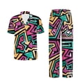 thumbnail image 5 of TSOVTHRID Geometric Arrow Pattern Print Pajama Set for Women Soft Pjs with Long Pants Button Down Sleepwear Soft Short Sleeve Nightwear Sets, Size 2XL, 5 of 7