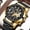 Gold shell black chain, variant on Men's 46.5mm Chronograph Quartz Watch, Tachymeter, Date, Stainless Steel Wristwatch