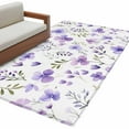 thumbnail image 2 of 2.7x5 Area Rugs, Purple Spring Floral Non-Skid Rubber Backing Large Rectangle Rugs - Living Room Bedroom Home Office, Pastoral Botanical Watercolor Indoor Floor Mat Carpets Washable Rug, 2 of 9