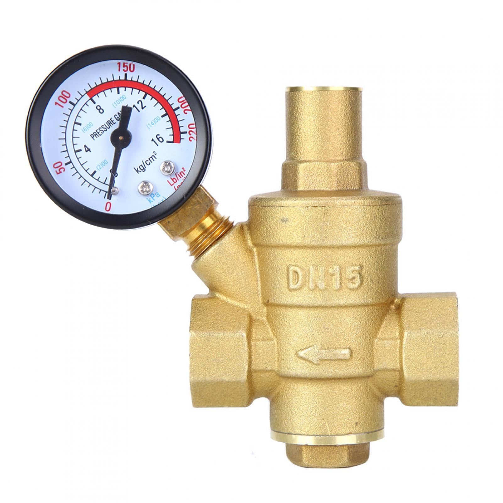 Adjustable DN15 Brass Water Pressure Regulator Reducer with Gauge Meter Water Pressure Regulator 