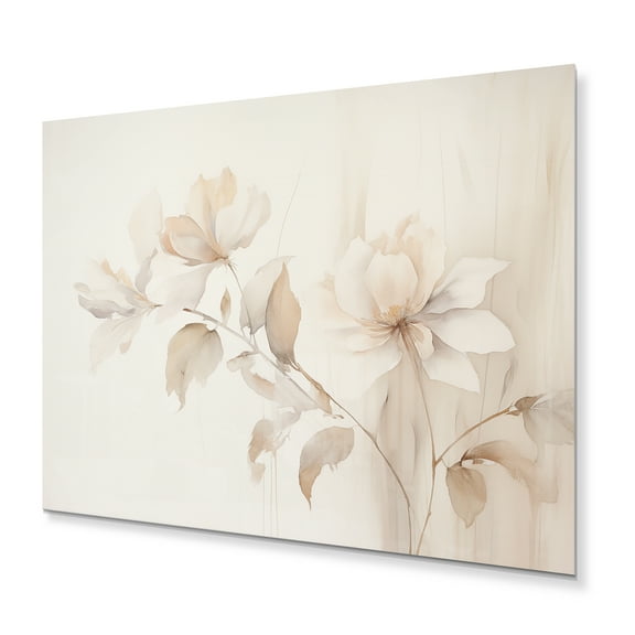 Designart "White Botanical gracefulness II" Abstract Botanicals Metal Wall Art