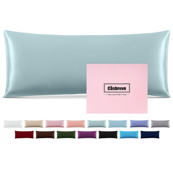 Funda para Almohada de Cuerpo de Seda Casbrove Seda de Morera Azul Bruma