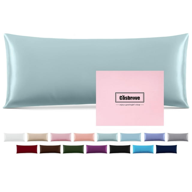 Funda para Almohada de Cuerpo de Seda Casbrove Seda de Morera Azul Bruma