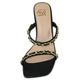 thumbnail image 4 of Delicious Shoes Women Block High Heel Sandals Gold Chain Band Square Toe FENN-S Black 5.5, 4 of 4