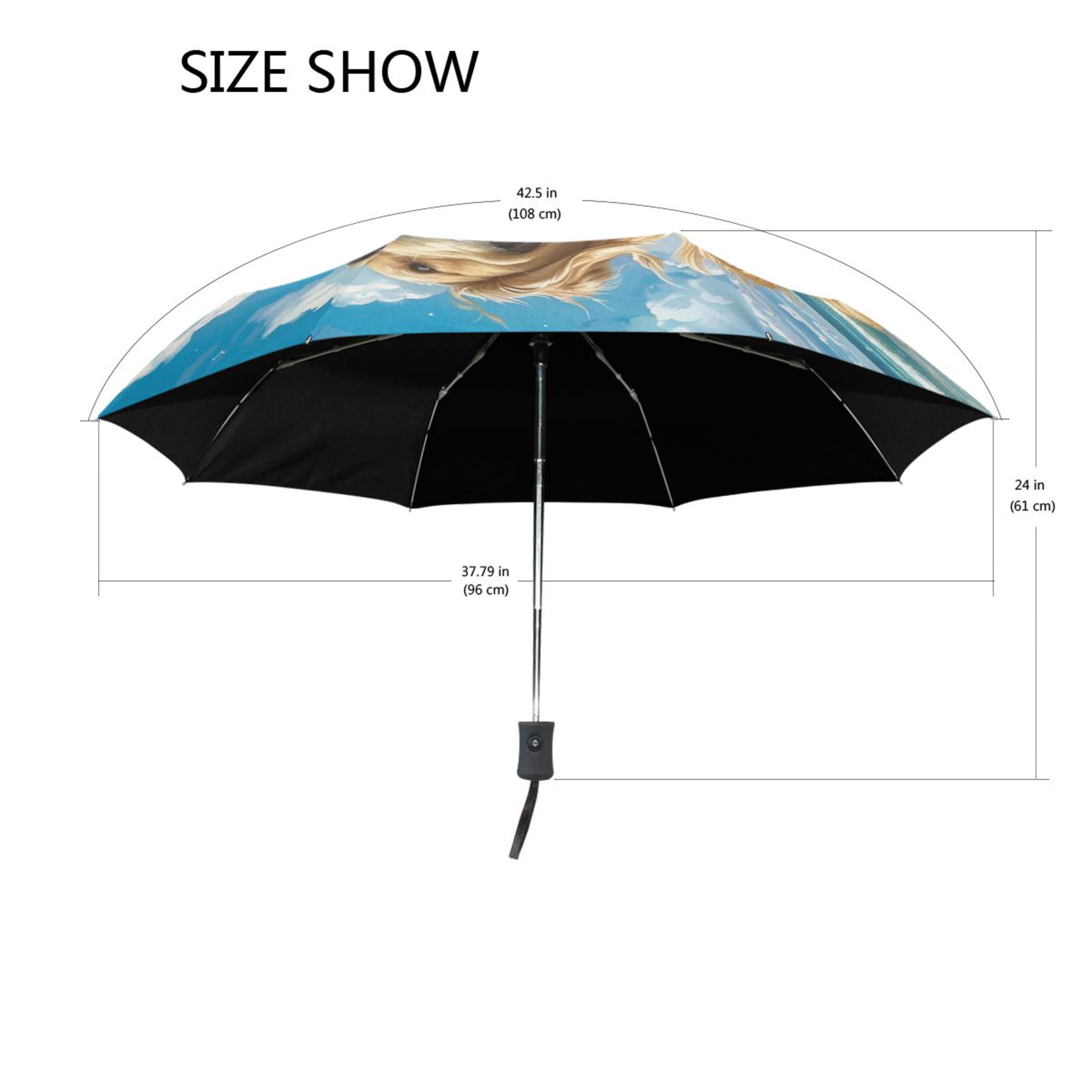 YAZAOO One-Touch Auto Open Close Rain Umbrella With Creative Joyful Goldens by The Waves Pattern