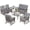 Gray Wicker/Gray Cushions, variant on MEETWARM 7 Pieces Outdoor Wicker Patio Conversation Sets with Glider Loveseat, 4 Chairs with 2 Glass-Top Coffee Table Wicker Rocking Glider Set, Wicker Conversation Set w/Thickened Cushions, Navy Blue