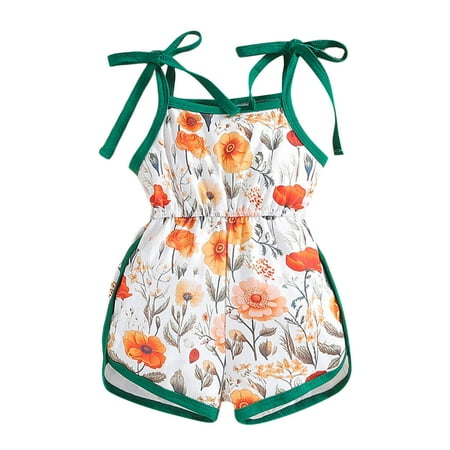 

Rompers for Girls Size 12 Toddler Girls Sleeveless Suspenders Floral Prints Romper Jumpsuit Clothes