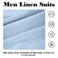 thumbnail image 5 of Wehilion Traje de lino retro para hombre Esmoquin de regreso a casa azul claro Verano Slim Fit Chaqueta de 3 piezas Blazer Playa Boda Traje de hombre bb-l, 5 of 5