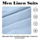 thumbnail image 5 of Wehilion Traje de lino retro para hombre Esmoquin de regreso a casa azul claro Verano Slim Fit Chaqueta de 3 piezas Blazer Playa Boda Traje de hombre bb-l, 5 of 5
