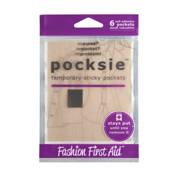 Bolsillos adhesivos de moda Fashion First Aid Pocksie, 6 piezas, beige, algodón