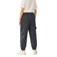 thumbnail image 3 of XAOFW Slim Fit Boys Cargo Pant With Elastic Drawstring Waist Solid Color Straight Leg Trousers Kids Back To School Jogger Pants Versatile Bottoms 8-9 Years, 3 of 7