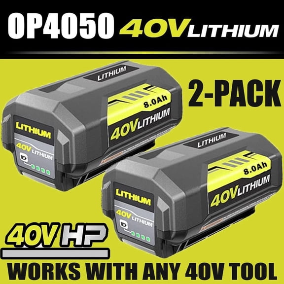 2 Pack 40V Battery Replacement for Ryobi 40 Volt 8.0Ah Lithium OP4050 OP40602 OP40261 OP4060 OP4030