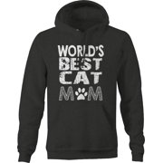 Worlds Best Cat Mom Kitten Animal Pet Hoodies for Men Large Dark Grey