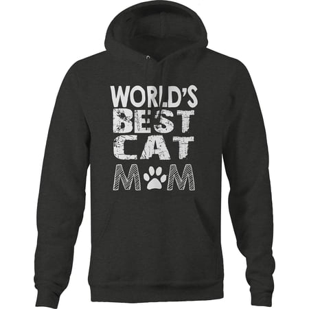 Worlds Best Cat Mom Kitten Animal Pet Pullover Hoodie Medium Dark Grey