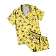 thumbnail image 5 of Wovilon Women's 2-Piece Short Sleeve Button Down Set, Cute Bee Print Casual Summer Matching Shirt and Shorts for Vacation and Daily Wear, 5 of 7