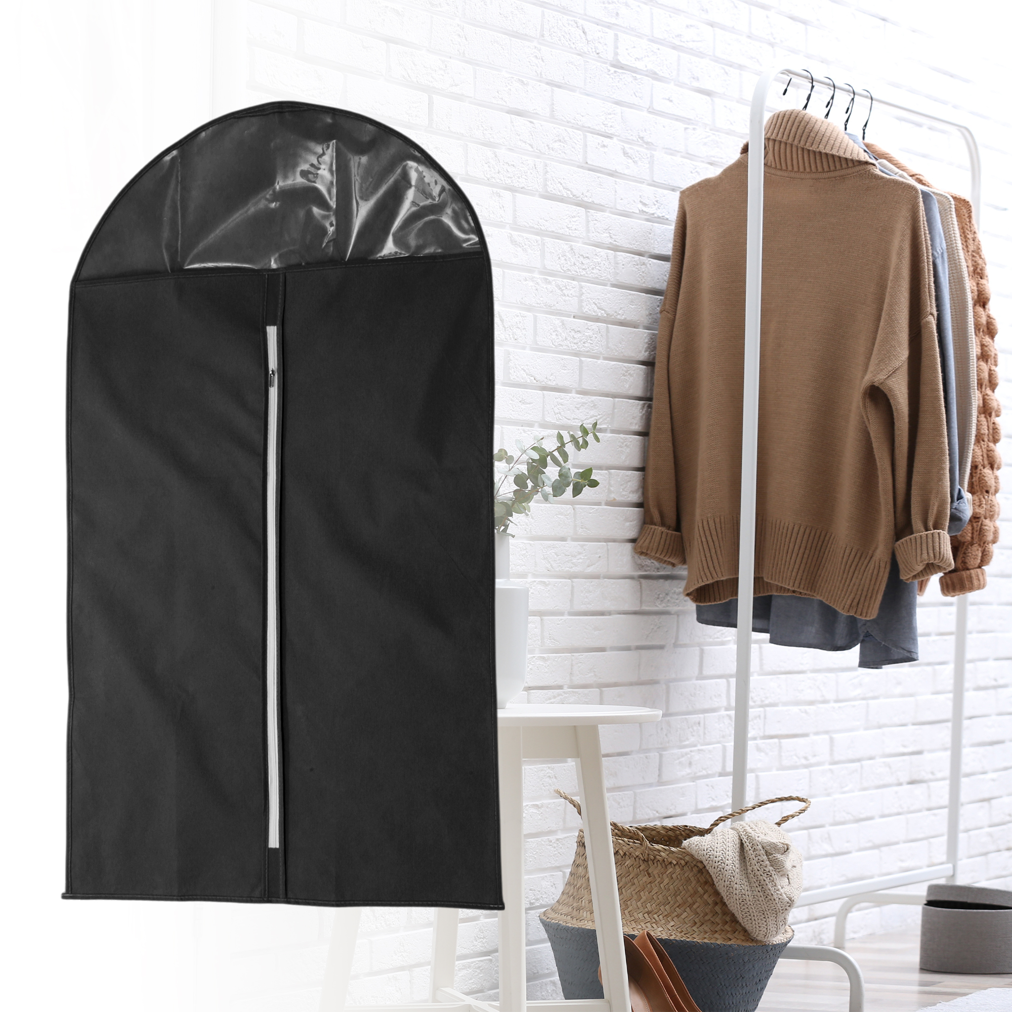 Unique Bargains 3 Pcs Dustproof Thickened Garment Bag Black 43.31"x23.62"