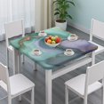 thumbnail image 3 of Green Purple Gold Marble Pattern Square Fitted Tablecloth with Elastic Edge,Square Table Cover,Washable Elastic Table Cover for Home Kitchen Party Decor 34"x34", 3 of 6