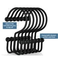 thumbnail image 3 of 24pk Shower Curtain Hooks Rings, Rustproof Metal Glide Shower Hook, Double Hooks for Bathroom Shower Rod Curtain, Brushed Matte Black Finish, 3 of 5
