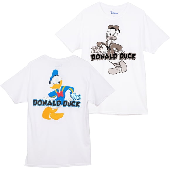 Disney Donald Duck 1934 Until Now Front and Back Print T-Shirt-Small