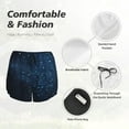 thumbnail image 6 of Lsque Blue Glitter Retro Printed Women's Running Shorts with Liner Pockets,Elastic Quick Dry Workout Athletic Gym Yoga Shorts,Womens High Waist Shorts-XX-Large, 6 of 9