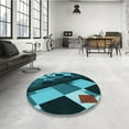 thumbnail image 4 of Ahgly Company Machine Washable Indoor Square Transitional Dark Turquoise Green Area Rugs, 5' Square, 4 of 7