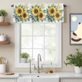 thumbnail image 2 of Summer Sunflower Green Leaves Valances for Windows,Kitchen Valance Rod Pocket Short Curtain, Watercolor Yellow Floral Valance Curtain Window Valances for Bedroom Bathroom Living Room 42x12in, 2 of 9
