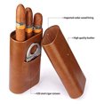 thumbnail image 2 of 3 Finger Leather Cigar Case, Cedar Wood Lined Cigar Humidor with Silver Stainless Steel Cigar Scissors, 2 of 9