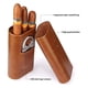 thumbnail image 2 of Estuche de cigarros de cuero con 3 dedos, humidificador de cigarros forrado de madera de cedro con tijeras de cigarros de acero inoxidable plateado Xemadio 2034218-1, 2 of 9