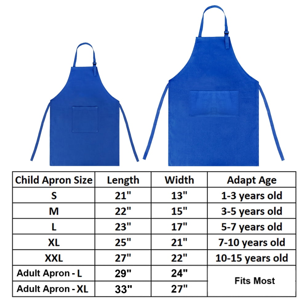 Toptie Cotton Canvas Parent-Child Apron Set-Blue-Kid M/Adult L