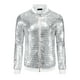 thumbnail image 5 of Chaquetas Varsity de lentejuelas INSPIRE CHIC para hombres, chaqueta bomber de béisbol brillante y chispeante, plata M, 5 of 5
