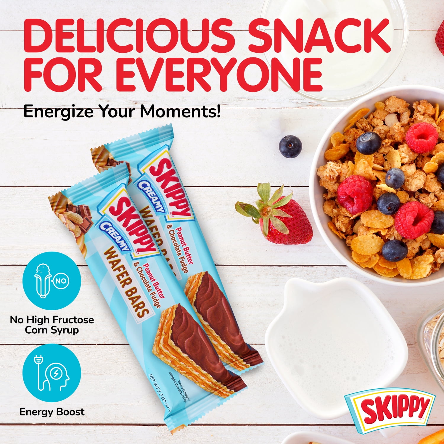 Skippy Creamy Peanut Butter And Chocolate Fudge Wafer Snack Bar, 1.3 Oz, 6 ct (Pack of 6-36 ct)