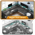 thumbnail image 6 of L Shaped Desk with File Drawer & Power Outlet, 108" Home Office Desk with 6 Drawer, Corner Computer Desk with Monitor Shelf, File Cabinet, Two Person Desk, Gaming Desk with Led Lights, Black, 6 of 8