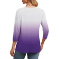 thumbnail image 5 of Olyvenn 3/4 Sleeve Tee Shirts for Women Loose Fit V Neck Gradient Shirts Oversized Casual Loose Fit Cute Tops Workout Blouse Black M, 5 of 7