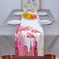 thumbnail image 4 of Table Runner Dresser Scarves 120 Inch Long, Watercolor Pink Flamingo Blooming Floral Linen Dining Table Runners Tropical Summer Theme Tabletop Scarf for Wedding Holiday Party Kitchen, 4 of 7