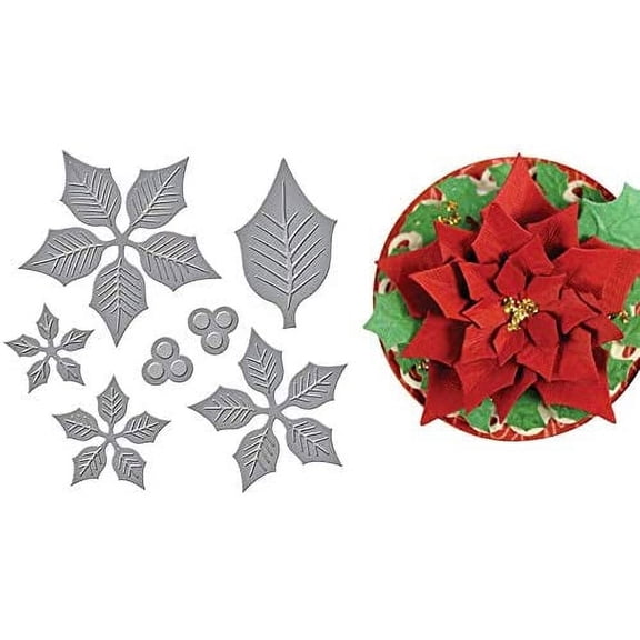 Layered Poinsettia Etched Cutting Dies,Die Cuts,Flower DIY Scrapbooking Artist Metal Cutting Dies Scrapbooking Crafting Paper Card Make Emboss Stencil Template 12x10.6 cm