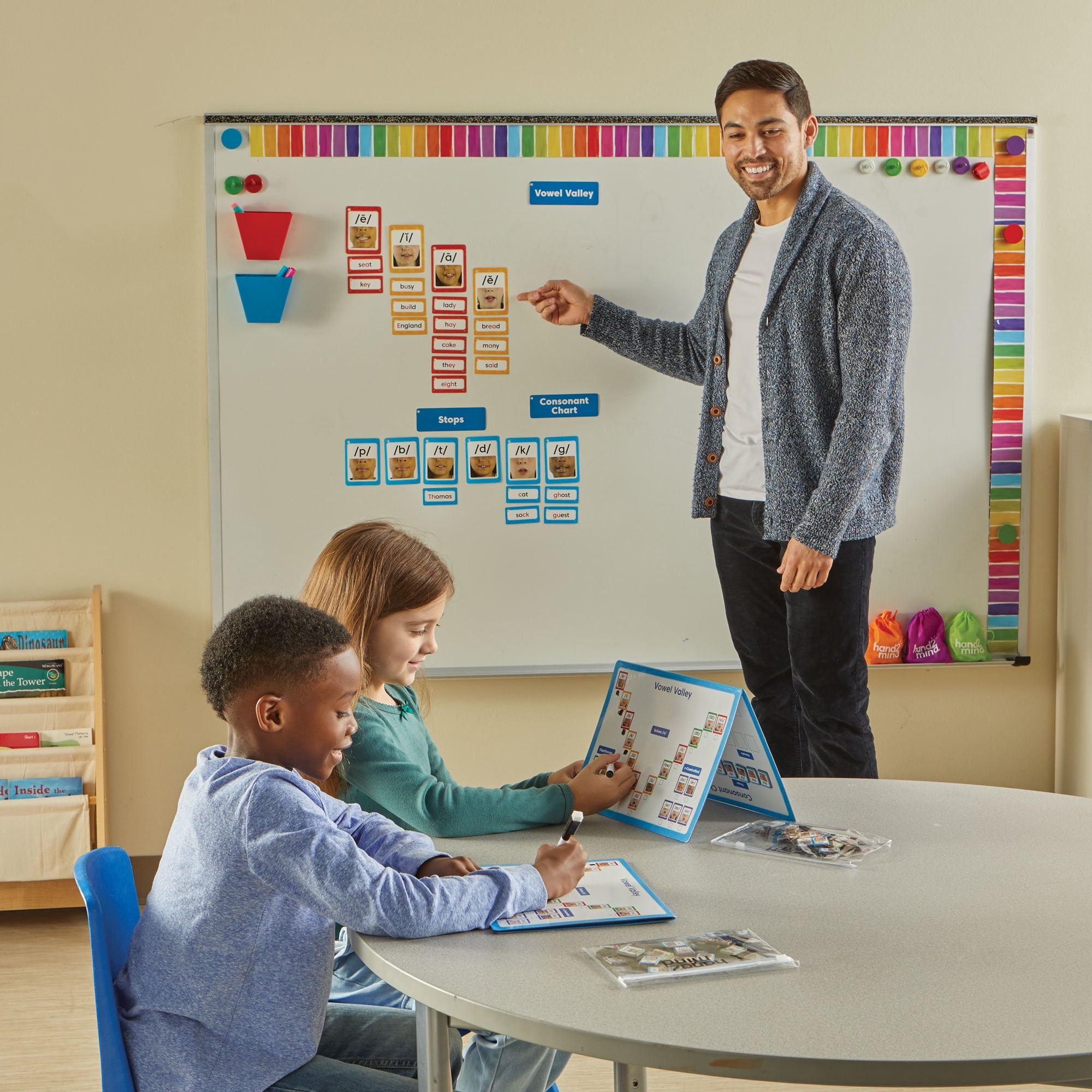 hand2mind Desktop Magnetic Sound Wall Boards (Set of 6), Phonemic Awareness, Phonemic Chart, Learn to Read
