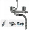 thumbnail image 2 of Rollbacks & More Double Sink Drain Kit Space Saving Kitchen Expandable Flexible 1 1/2In P-Trap Pipe 3-1/2 Inch, 2 of 7