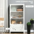 thumbnail image 4 of HOMCOM Armoire de Rangement de Cuisine avec 2 Tiroirs, Portes en Verre, Blanc, 4 of 10