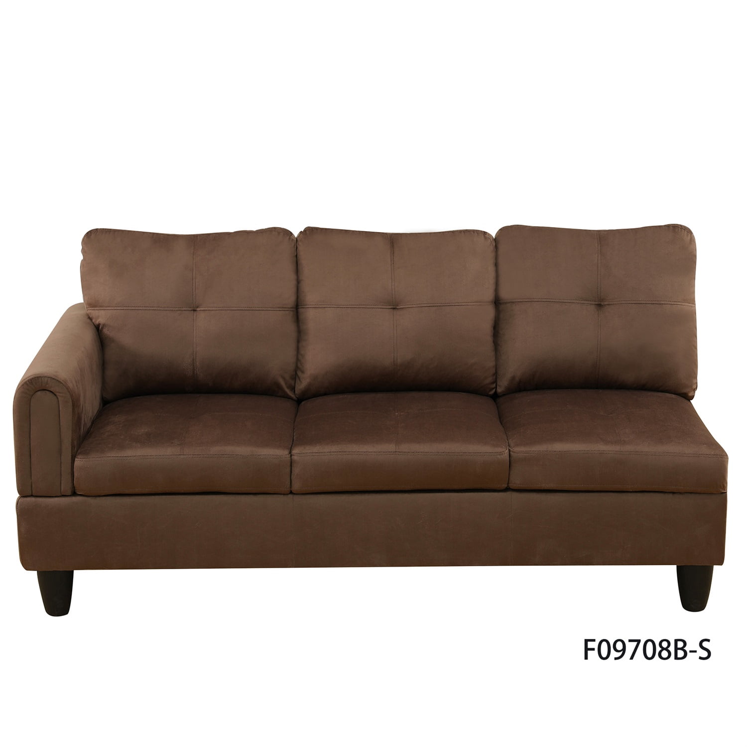 Hommoo Flannel Living Room Furniture Sets, 4-Seat Couches and Sofa Set, L Shaped Couch Set Sectional Sofa Set for Home, Apartment, Dorm, Chocolate(No Ottoman)