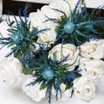 thumbnail image 4 of Viworld Real Size Artificial Thistle Flowers Real Touch 8 Stems Rustic Blue Thistle Decor Spray Eryngium | Sea Holly for Wedding Bouquet Centerpiece 26 inches, 4 of 6