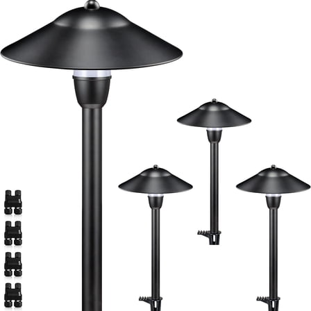 SUNVIE Low Voltage Pathway Light LED Landscape Lighting 3W 12-24V 3000K for Yard Walkway, 4 Pack