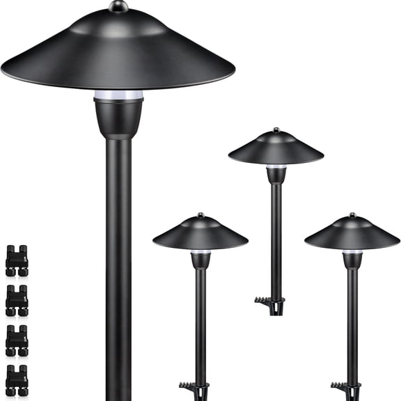 SUNVIE Low Voltage Pathway Light LED Landscape Lighting 3W 12-24V 3000K for Yard Walkway, 4 Pack