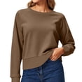thumbnail image 2 of BRGZLK Crewneck Sweatshirt for Women Stylish Raglan Sleeve Crop Tops Soft Lightweight Casual Pullover Top 2026 Fall Clothes Coffee M, 2 of 7