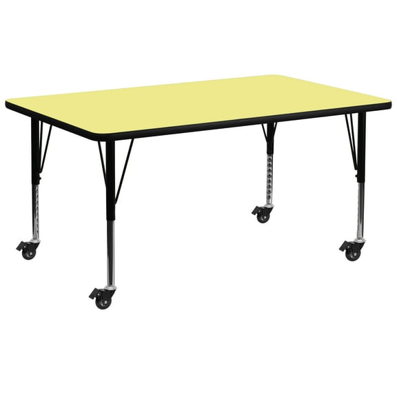 Emma   Oliver Mobile 30x72 Yellow Thermal Laminate Preschool Activity Table