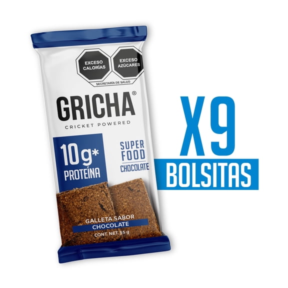 Gricha 9 Pack Galletas Con Proteina Y Cereales Integrales Sabor Chocolate