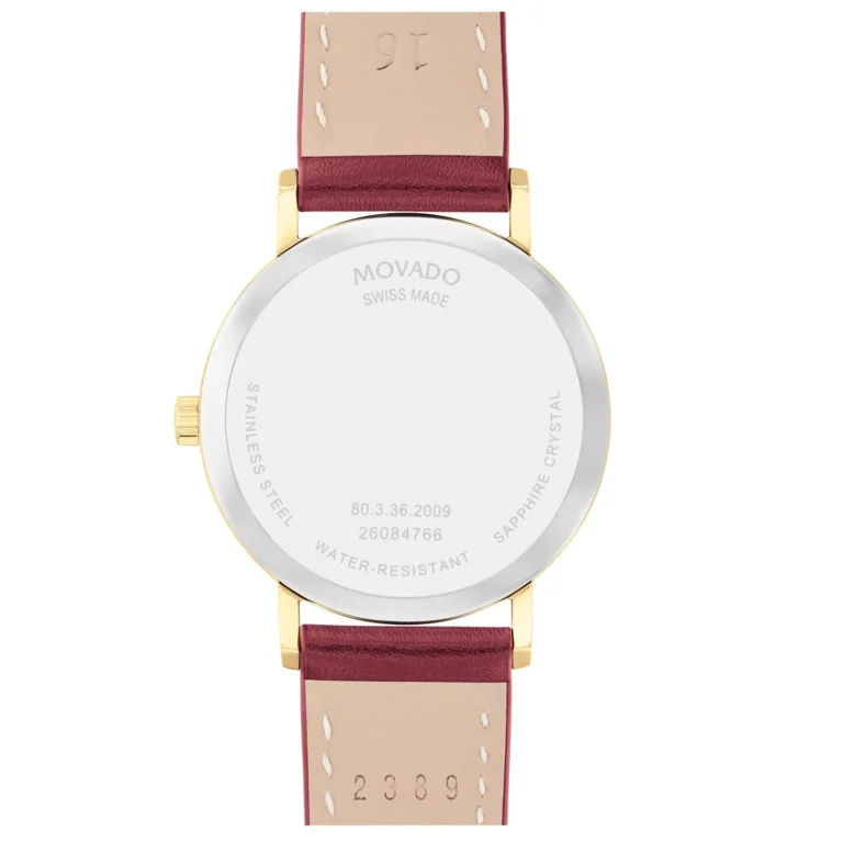 Movado Signature 0607903 Burgandy Dial Leather Strap 32MM  display picture 3