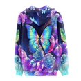thumbnail image 3 of Renewold Colorful Zip Front Drawstring Hoodies for Women Size 4XL Dazzling Butterfly Floral Graphic Casual Sweatshirt Tops Outside Workout Jacket with Pockets, 3 of 5